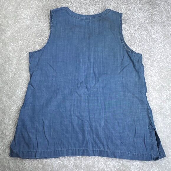 Tommy Bahama Tencel Denim Chambrey Sleeveless Lace Up Tank Top - Picture 2 of 7
